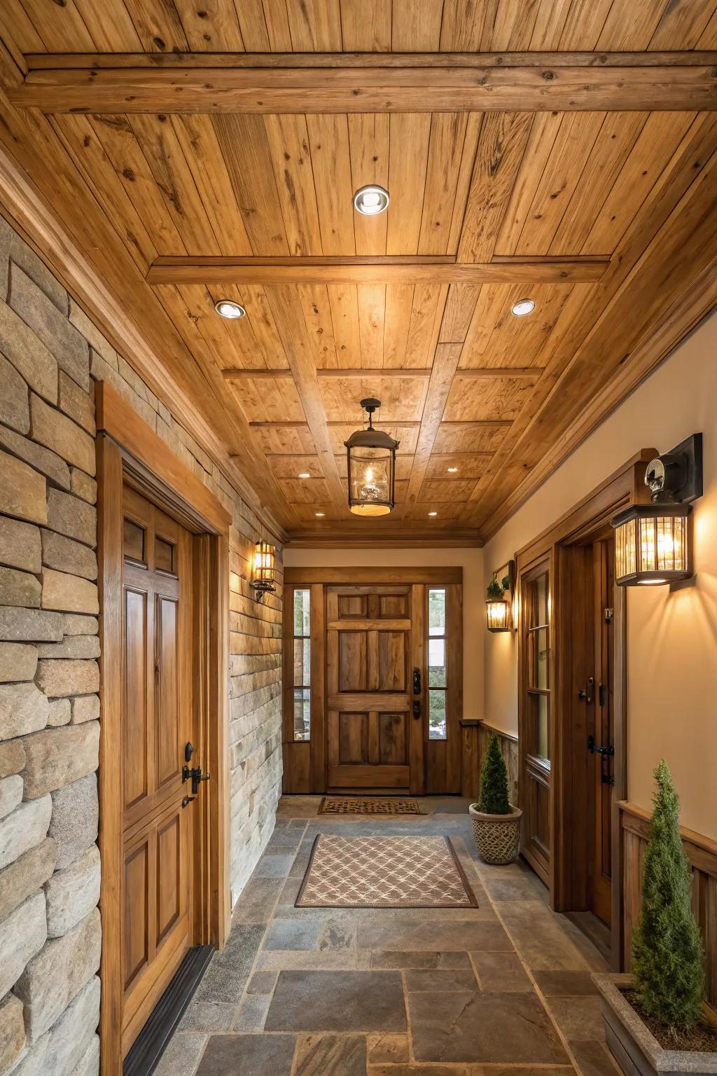 Wood panels introduce a hint of rustic warmth to your entryway.