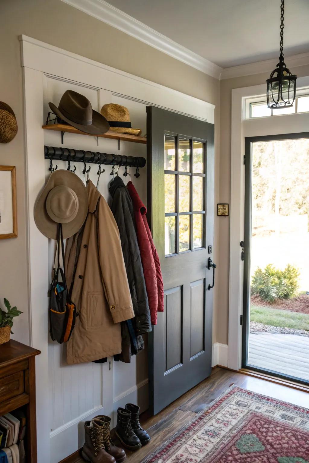 Use over-the-door mounts for a simple, seamless storage solution.