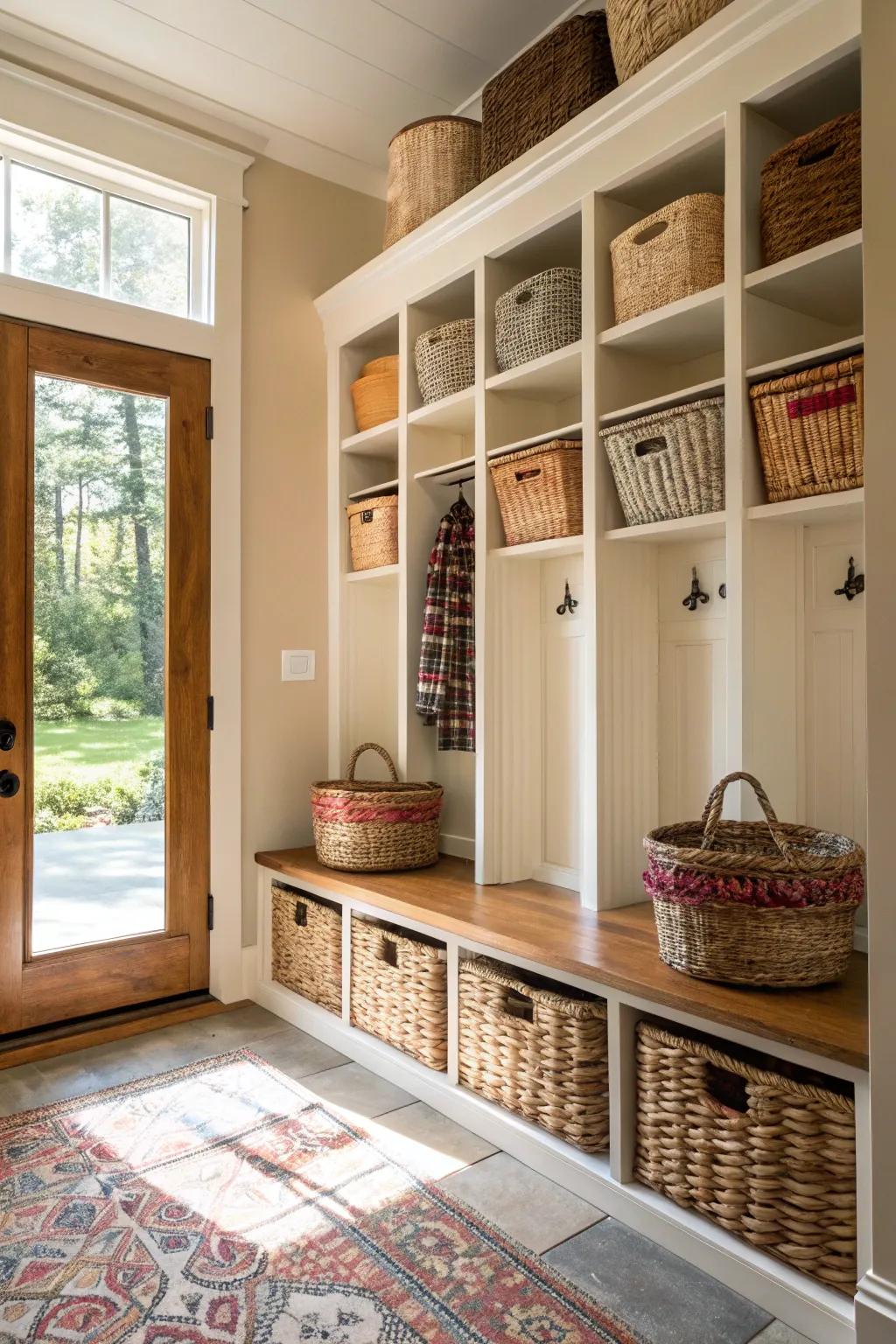 Compartments and shelves keep your entryway neat and elegant.