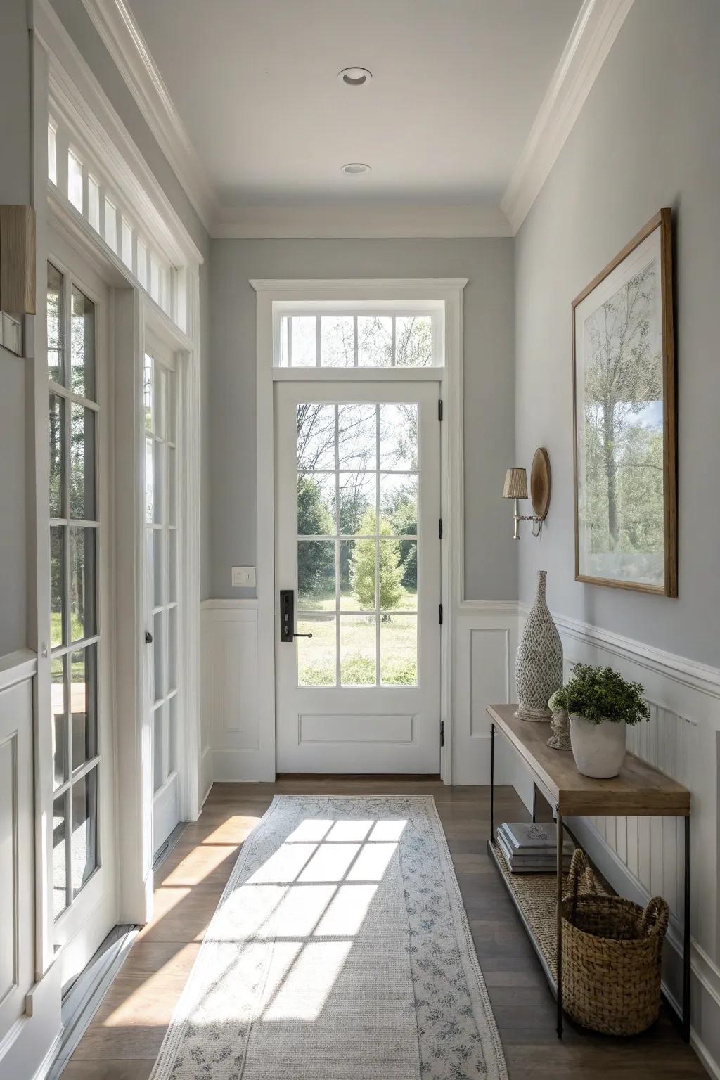 Enlarge your space using soft gray tones.