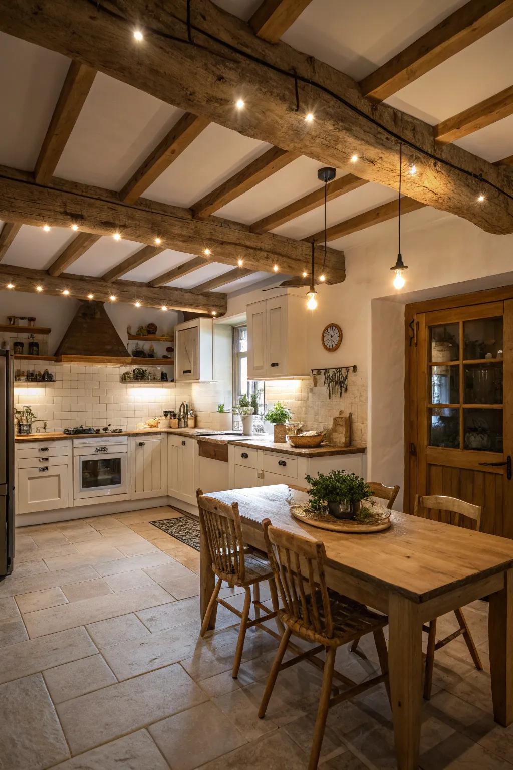 Subtle and warm: fitted lighting for an inviting kitchen.