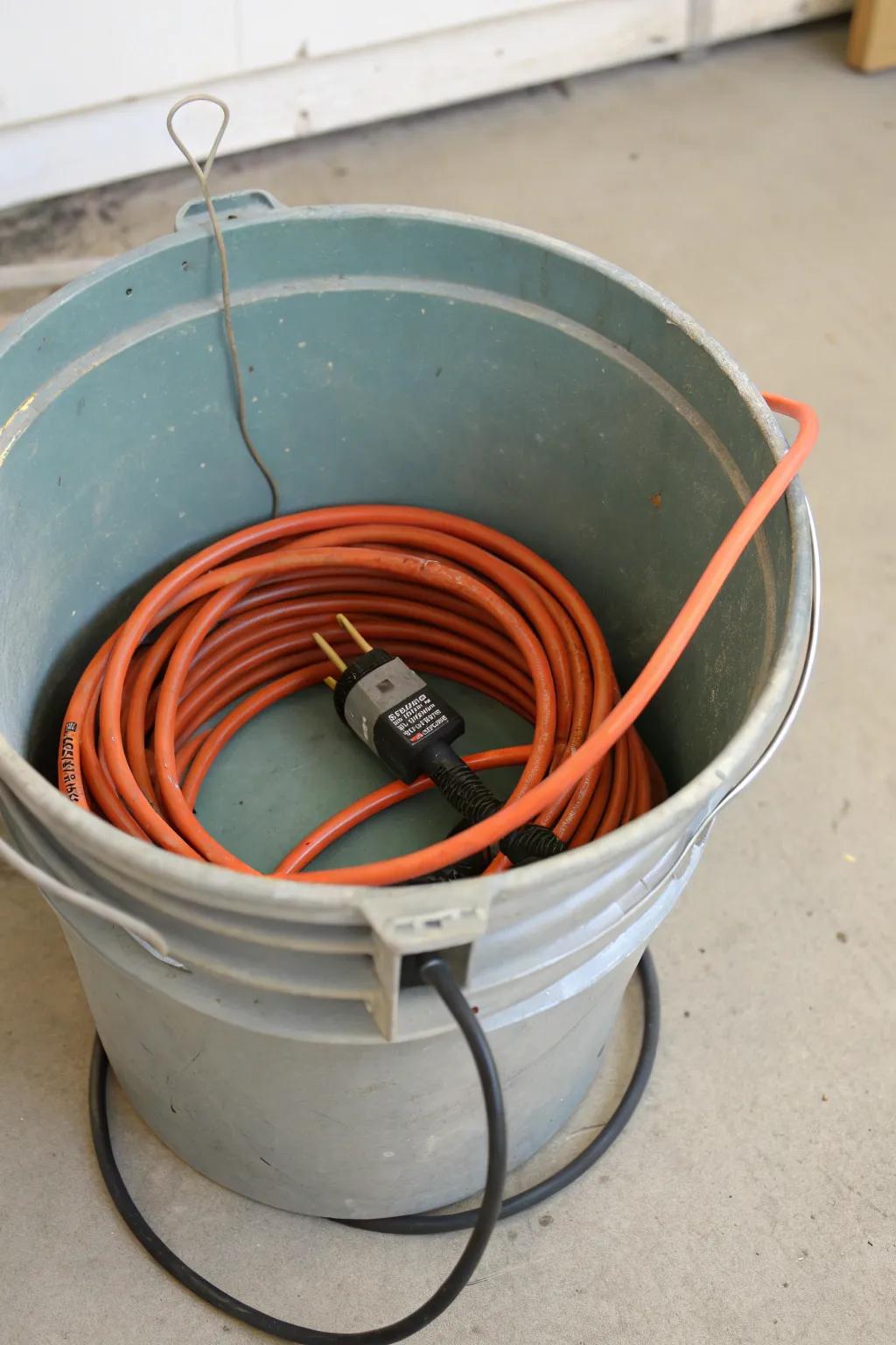 A creative DIY lead bucket for easily portable and tidy storage.