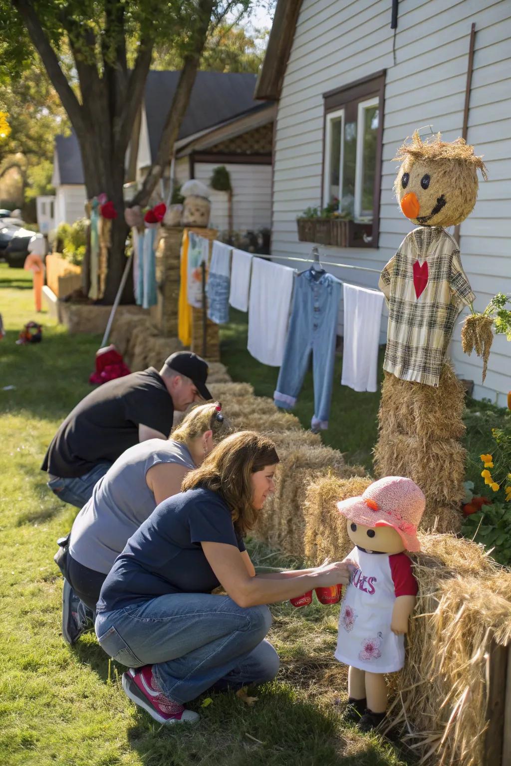 Families displaying their inventive effigy designs