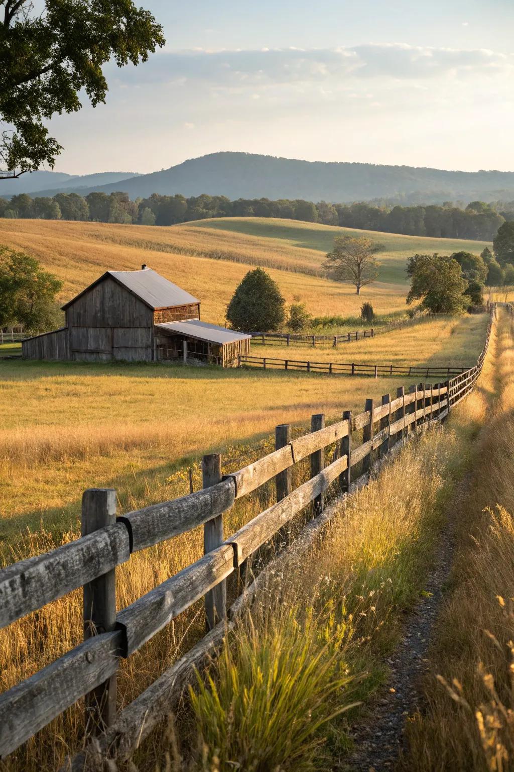 Post and rail fences provide a timeless, adaptable aesthetic.