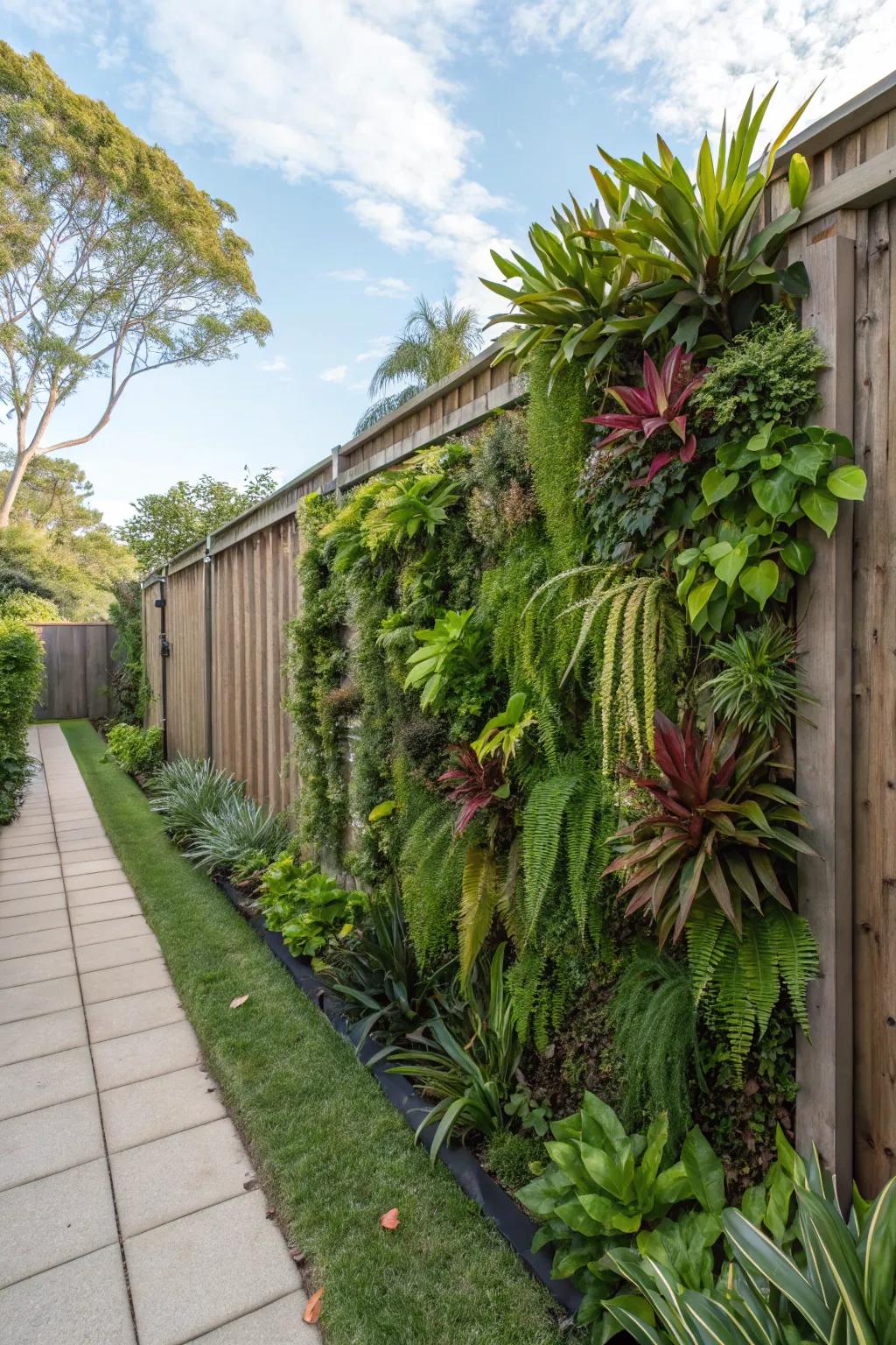 A living green wall fence introduces nature directly into your backyard.