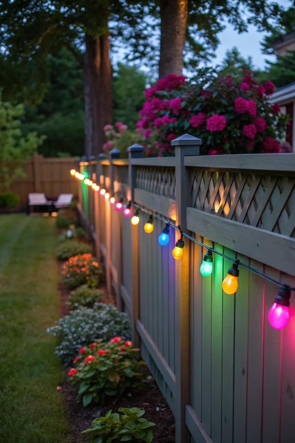 Colorful lights inject energy into your outdoor space.