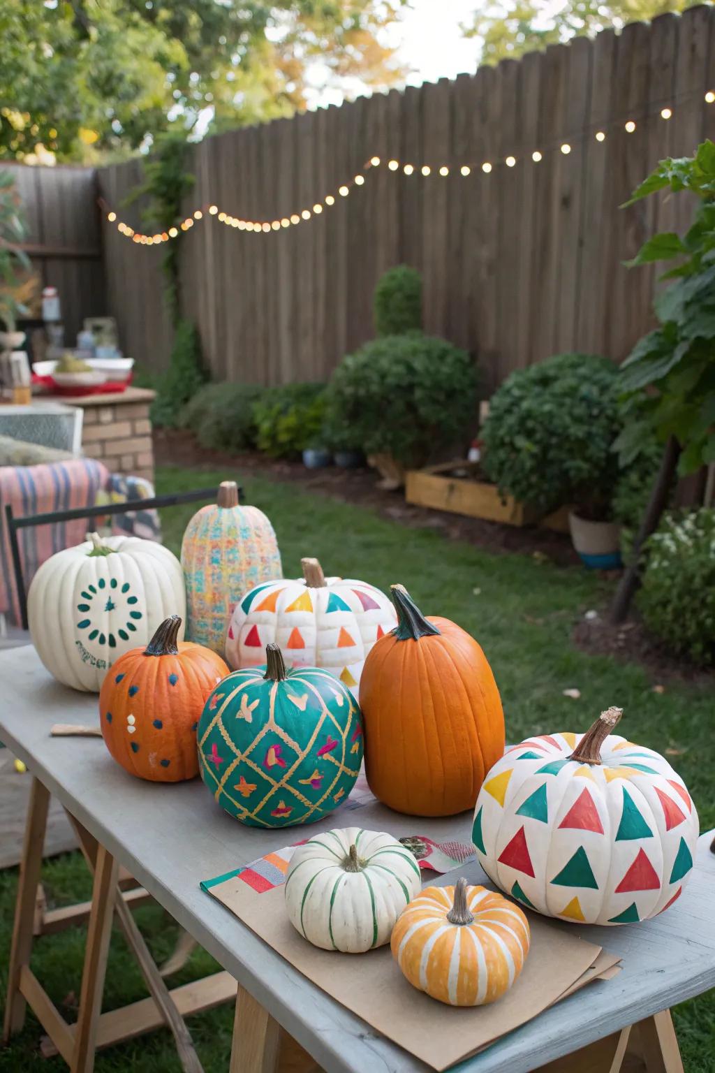 Painted gourds introduce a personal element to fall decorations.