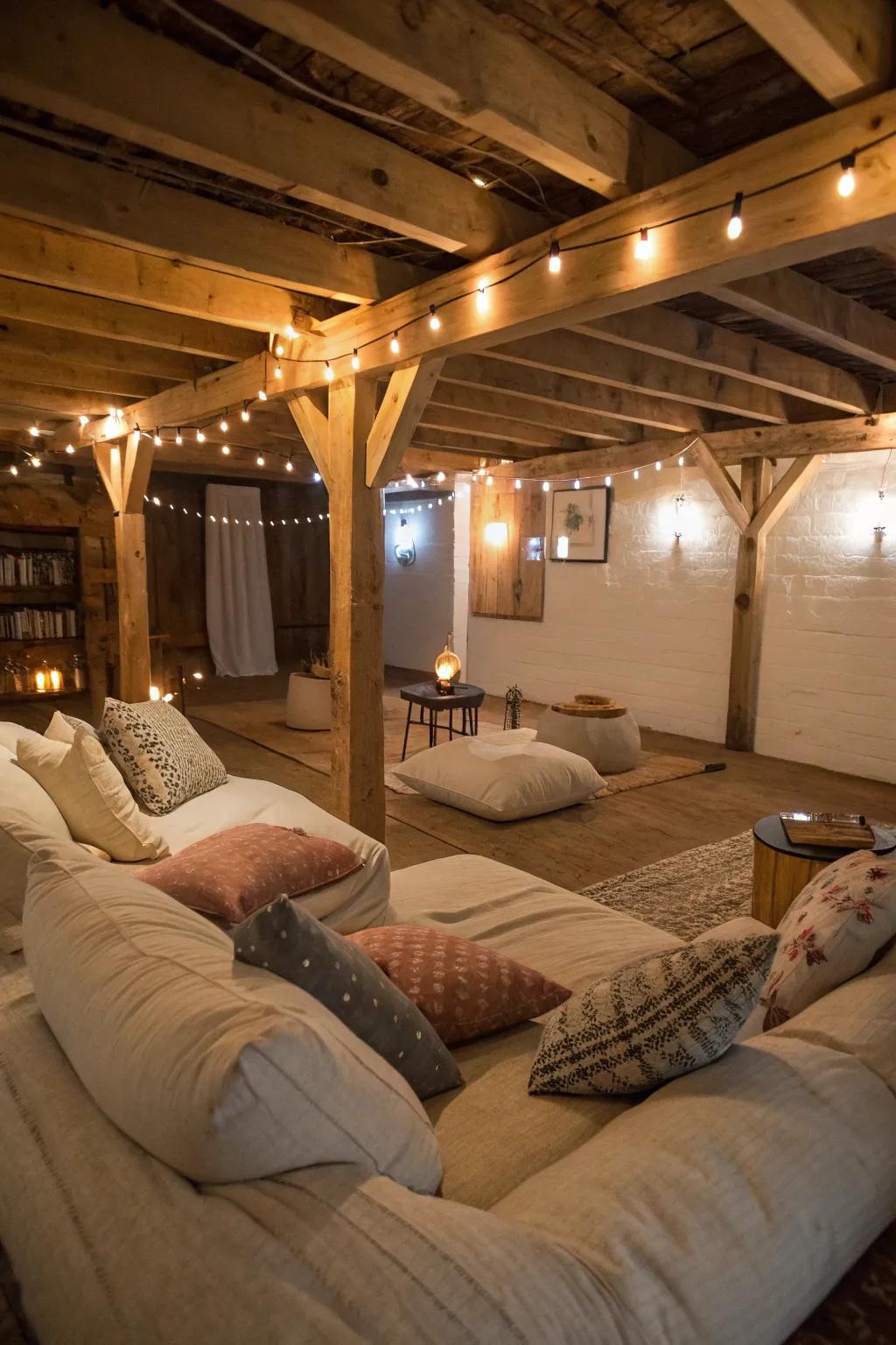 Unwind in a comfortable lounge space within your crawl space.