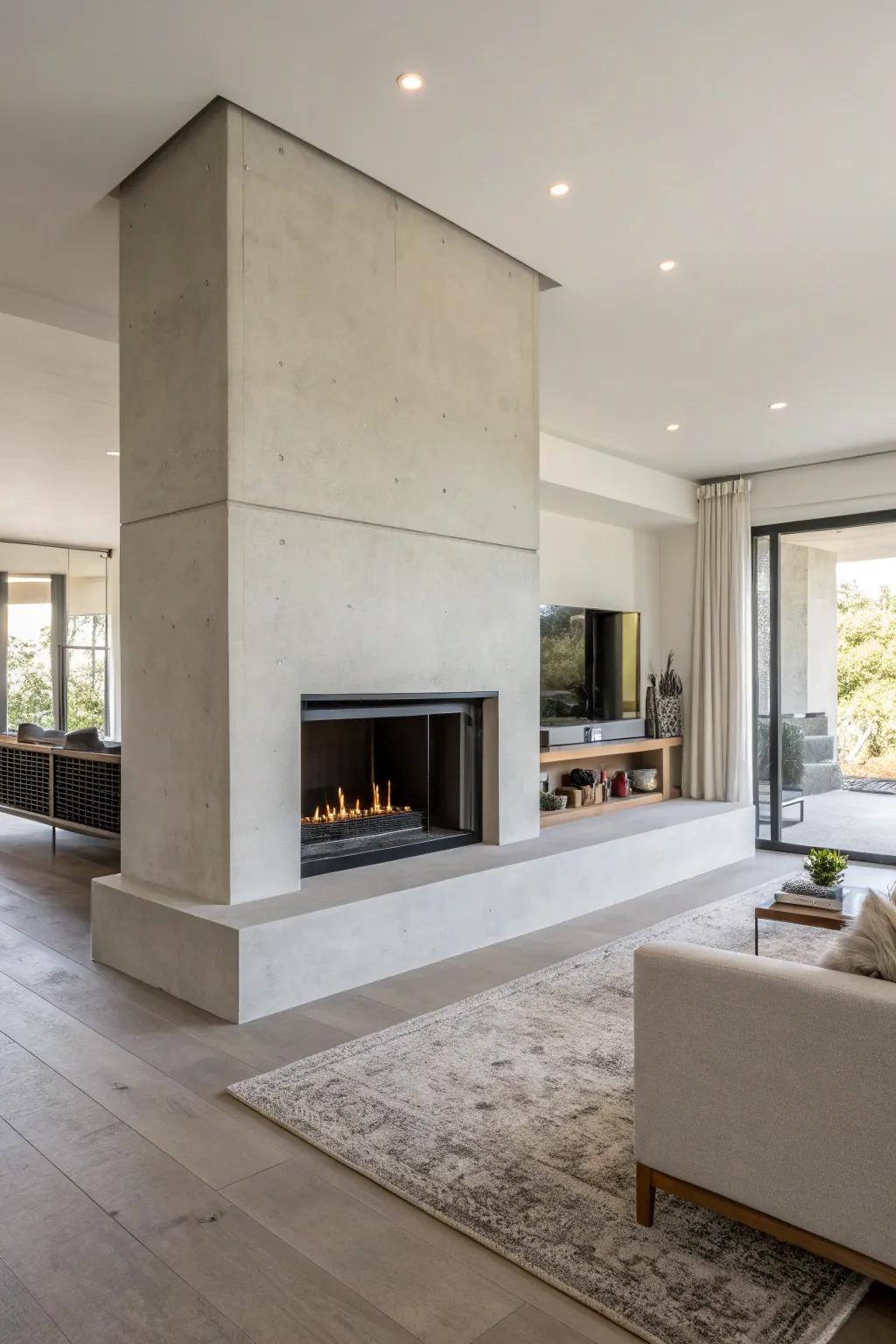 Accept simplicity using a minimalist fireplace layout.