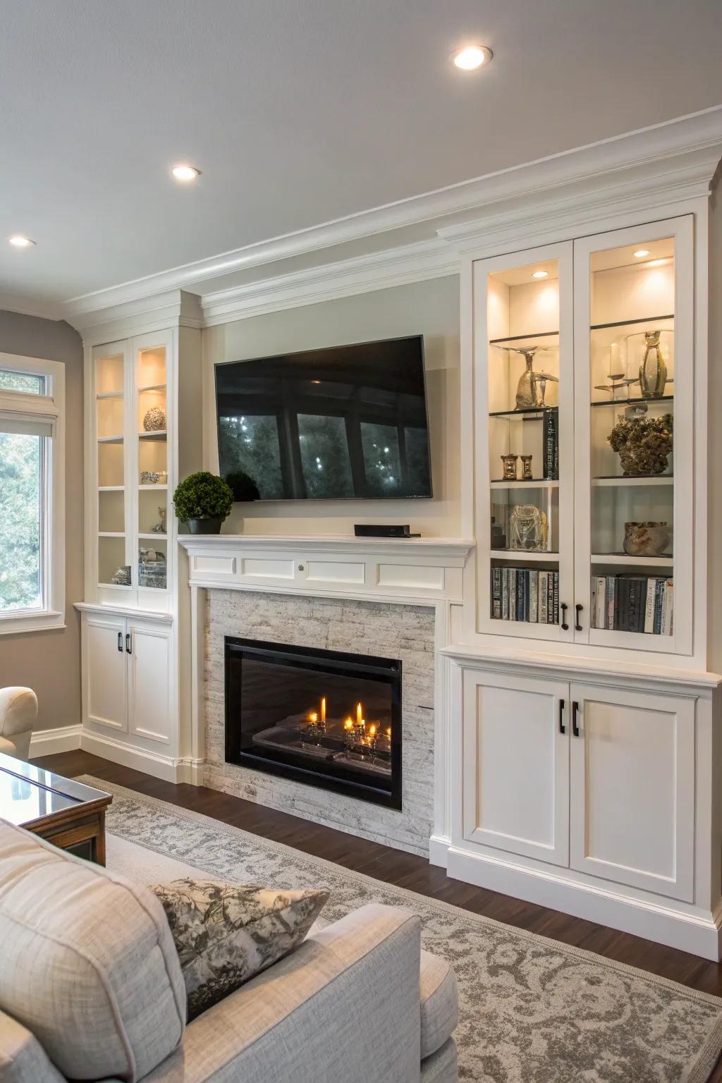 Maximize space by installing your screen above the fireplace.