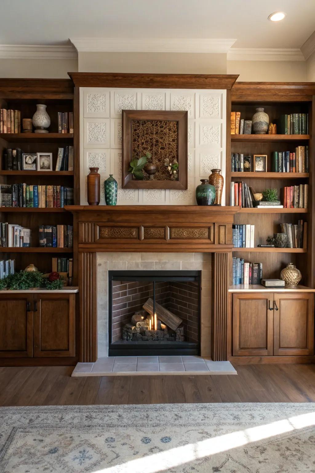 Built-in shelves combine aesthetics and function.