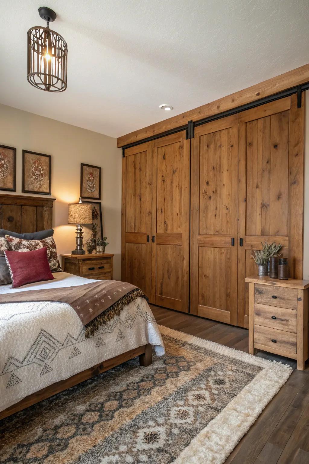 Wood panels introduce a classic, cozy element to your closet area.