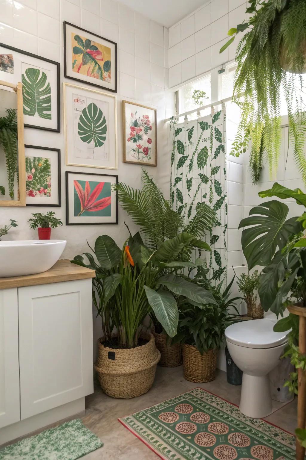 Exotic flora introduces energy and freshness to your bathroom.