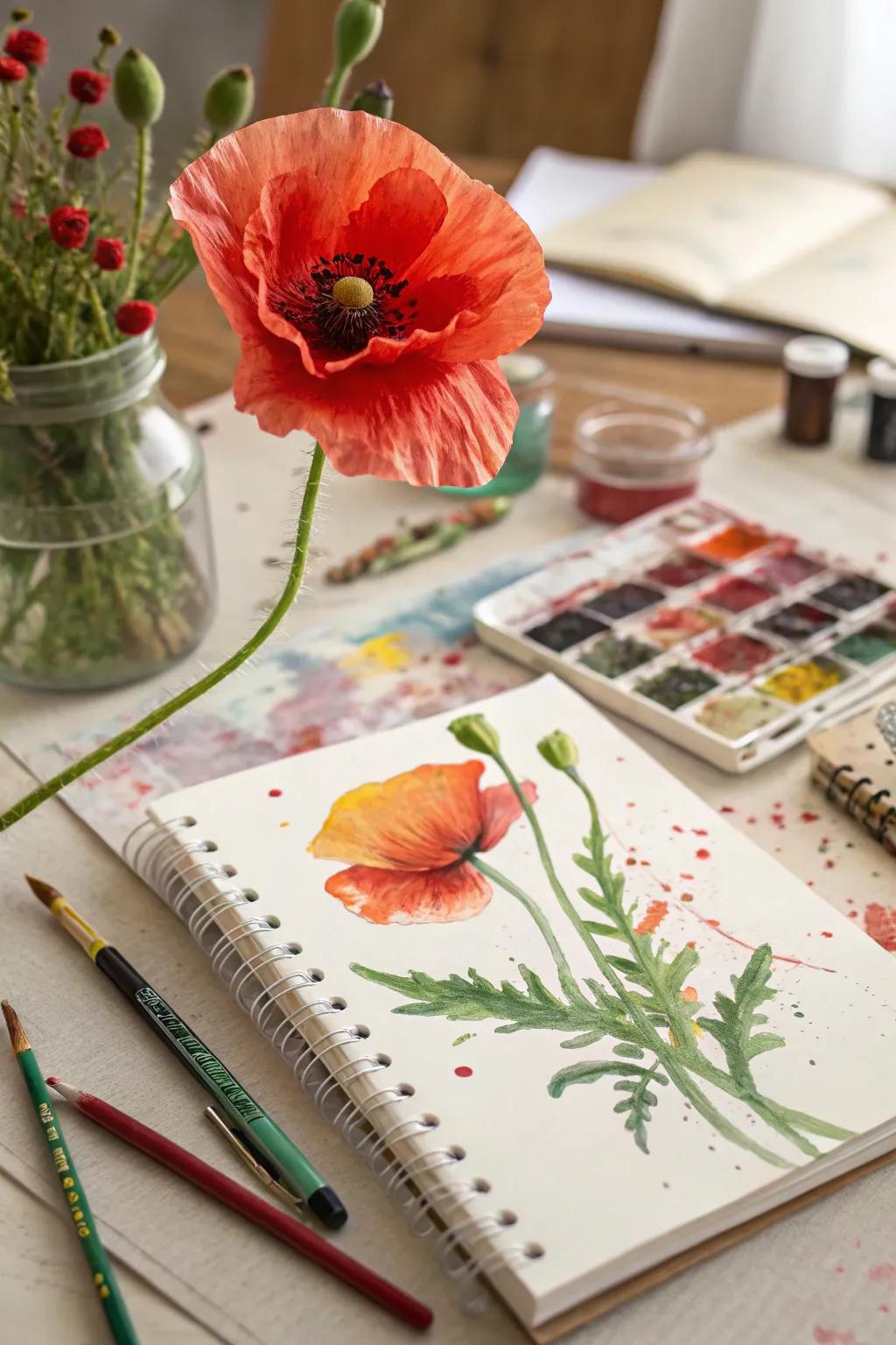 Playful poppies rendered with vibrant watercolors.