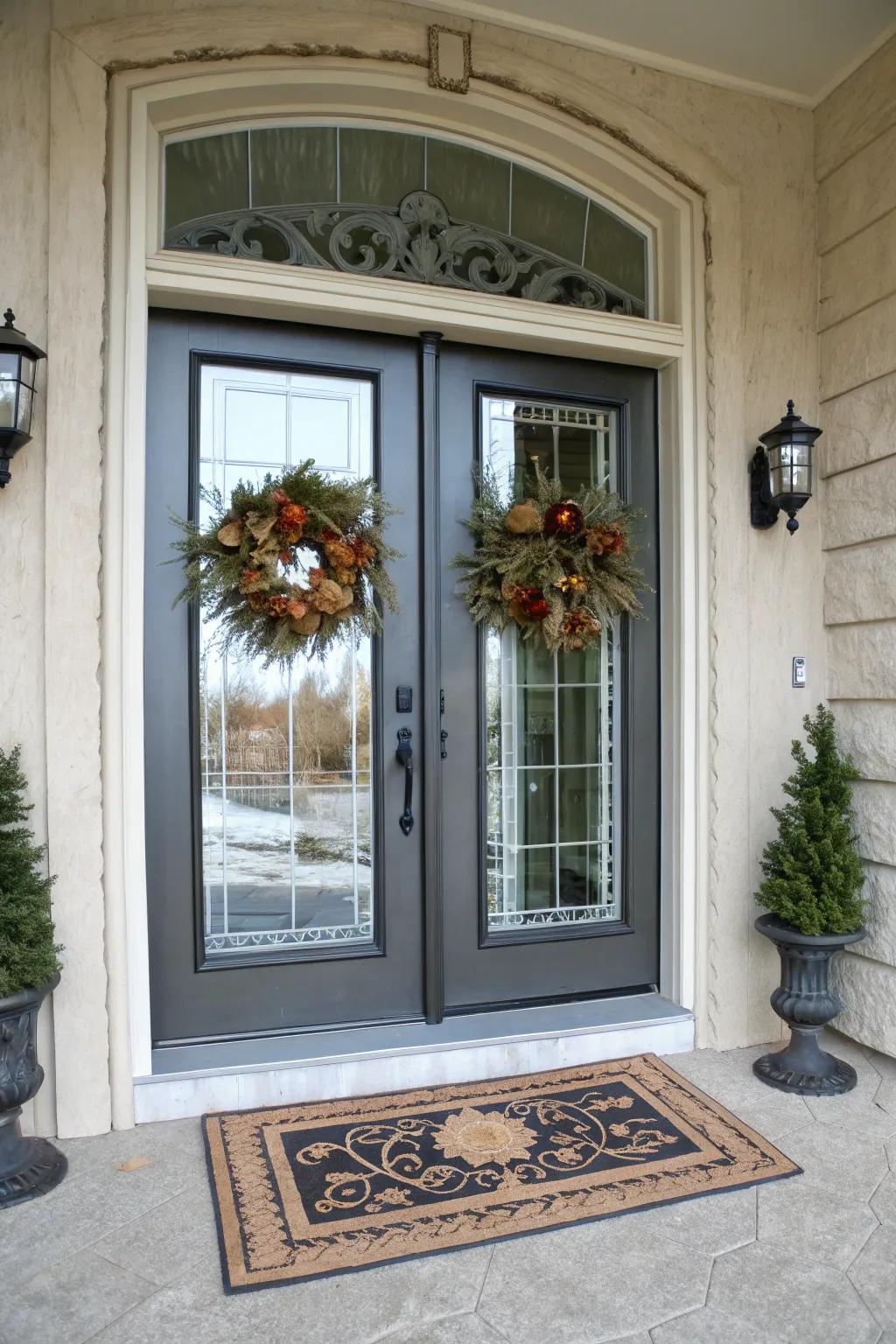 French doors make for an inviting and sophisticated entrance.