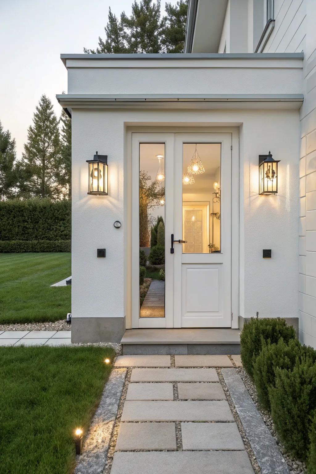 Contemporary lights introduce a modern touch.