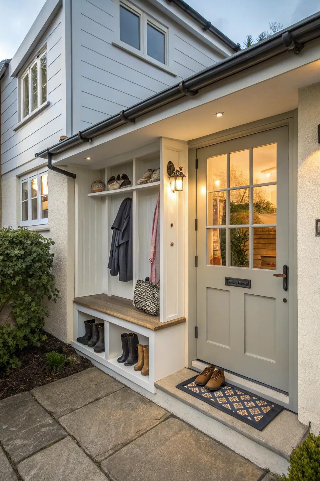 A utilitarian transition space suitable for every season.