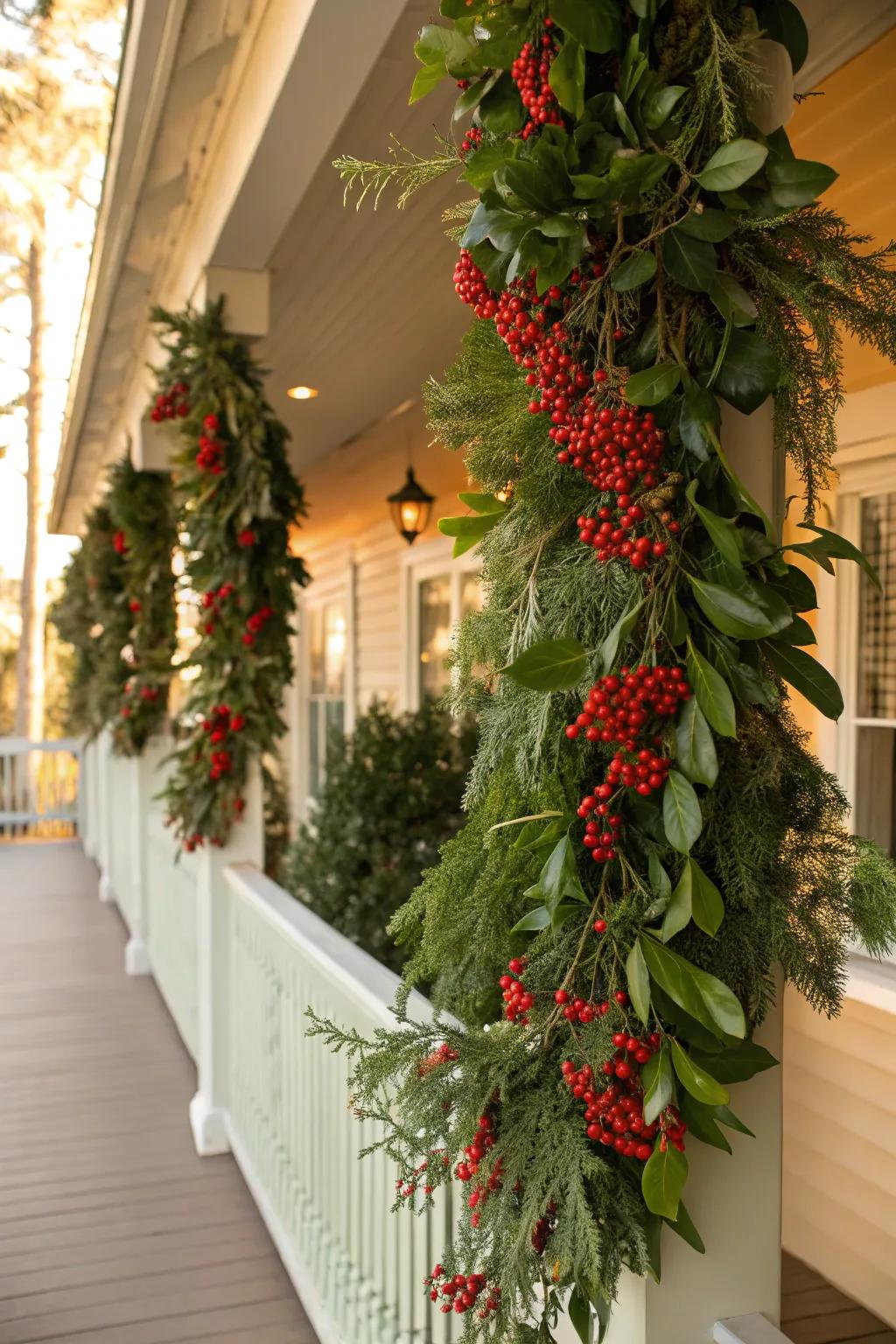 Berry garlands deliver an exciting splash of hue.
