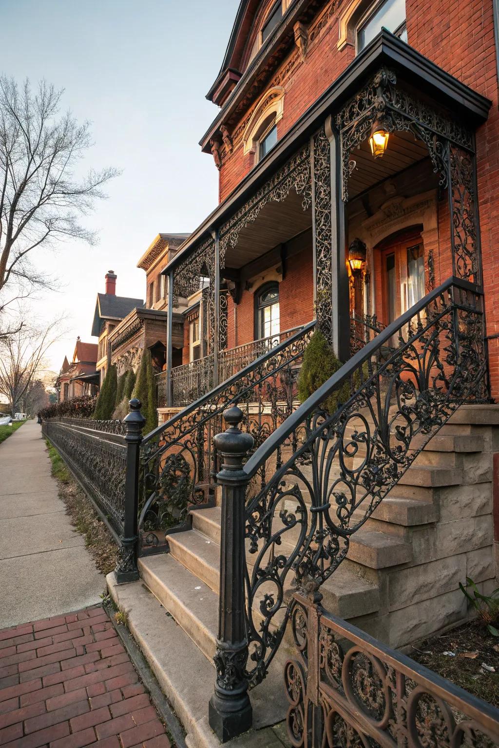 Detailed iron railings infuse personality and grace into your entryway.