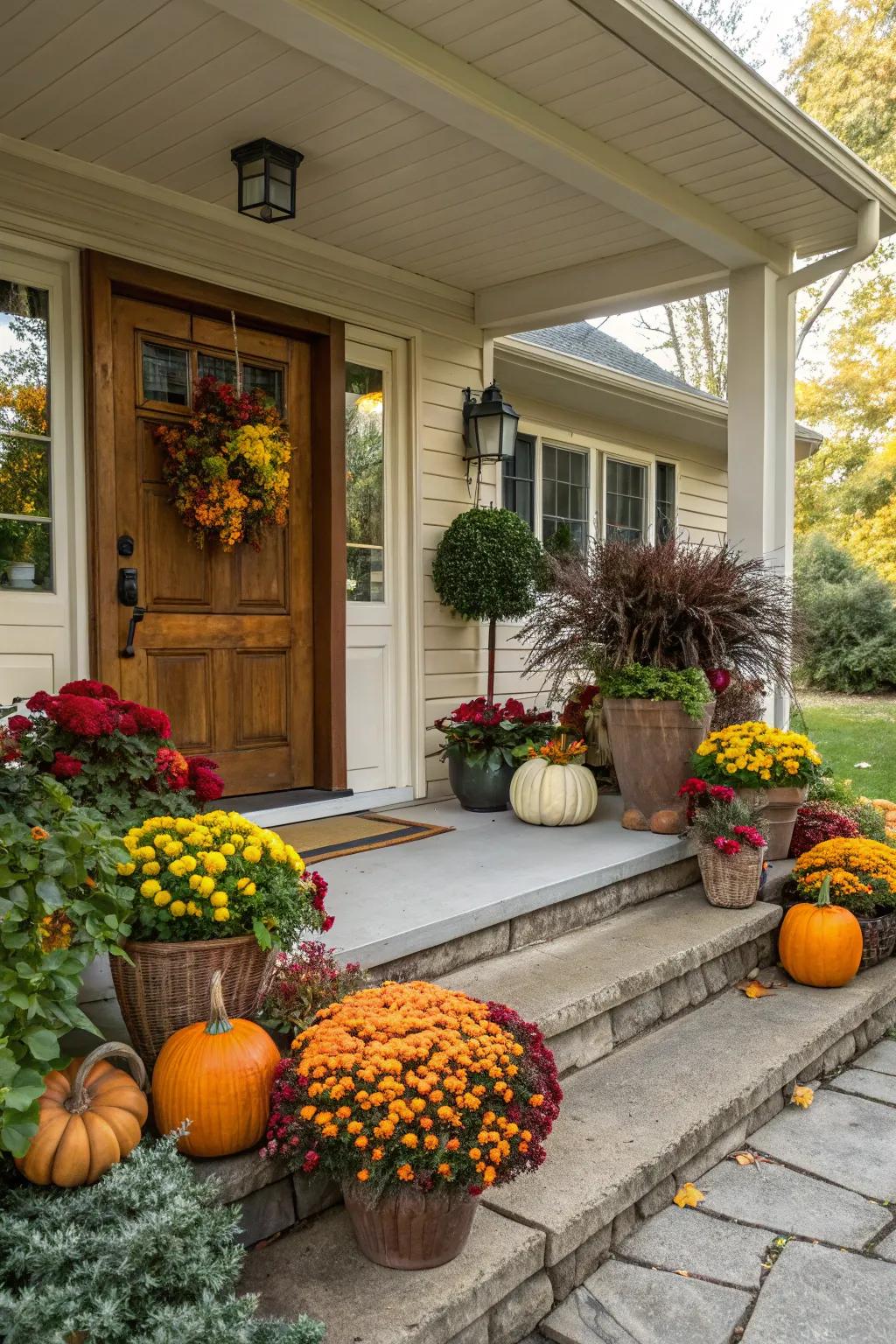 Seasonal decorations for your porch can foster a cozy and welcoming entrance.
