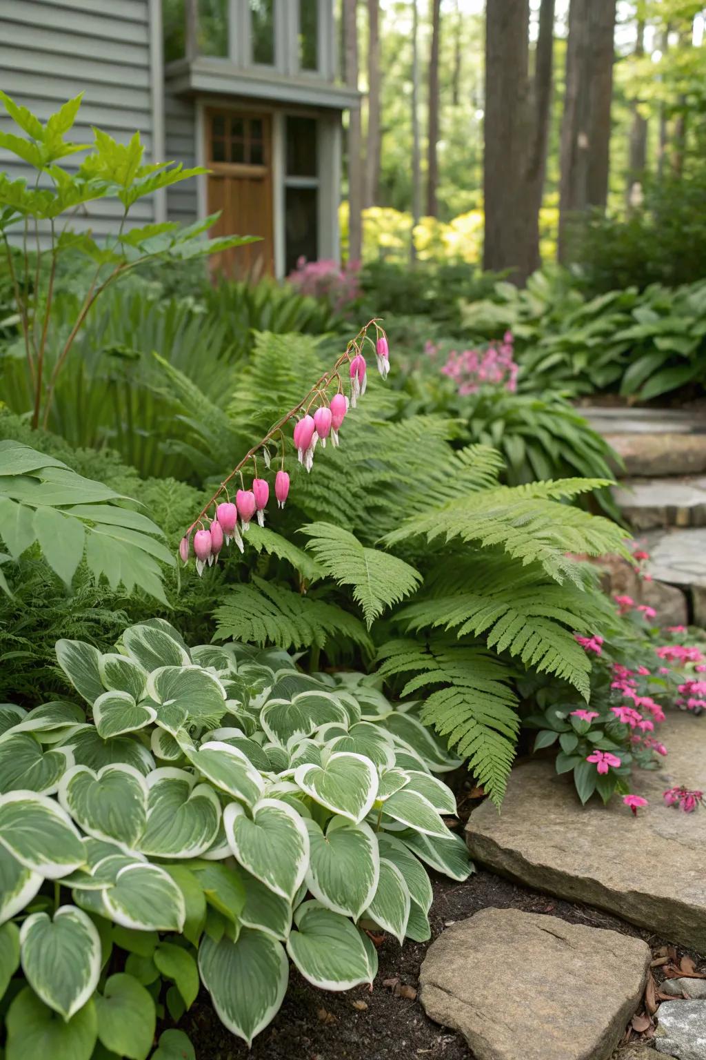 Paired plants enhance the beauty of shadeleaf gardens.