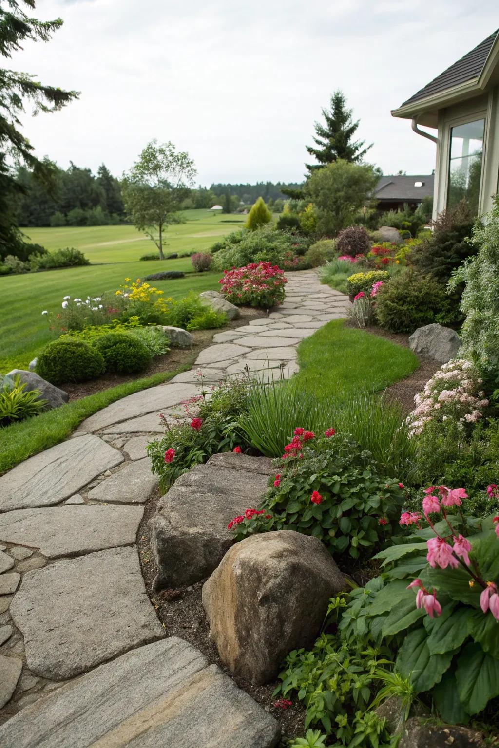 Direct your visitors with a beautifully bordered stone pathway.