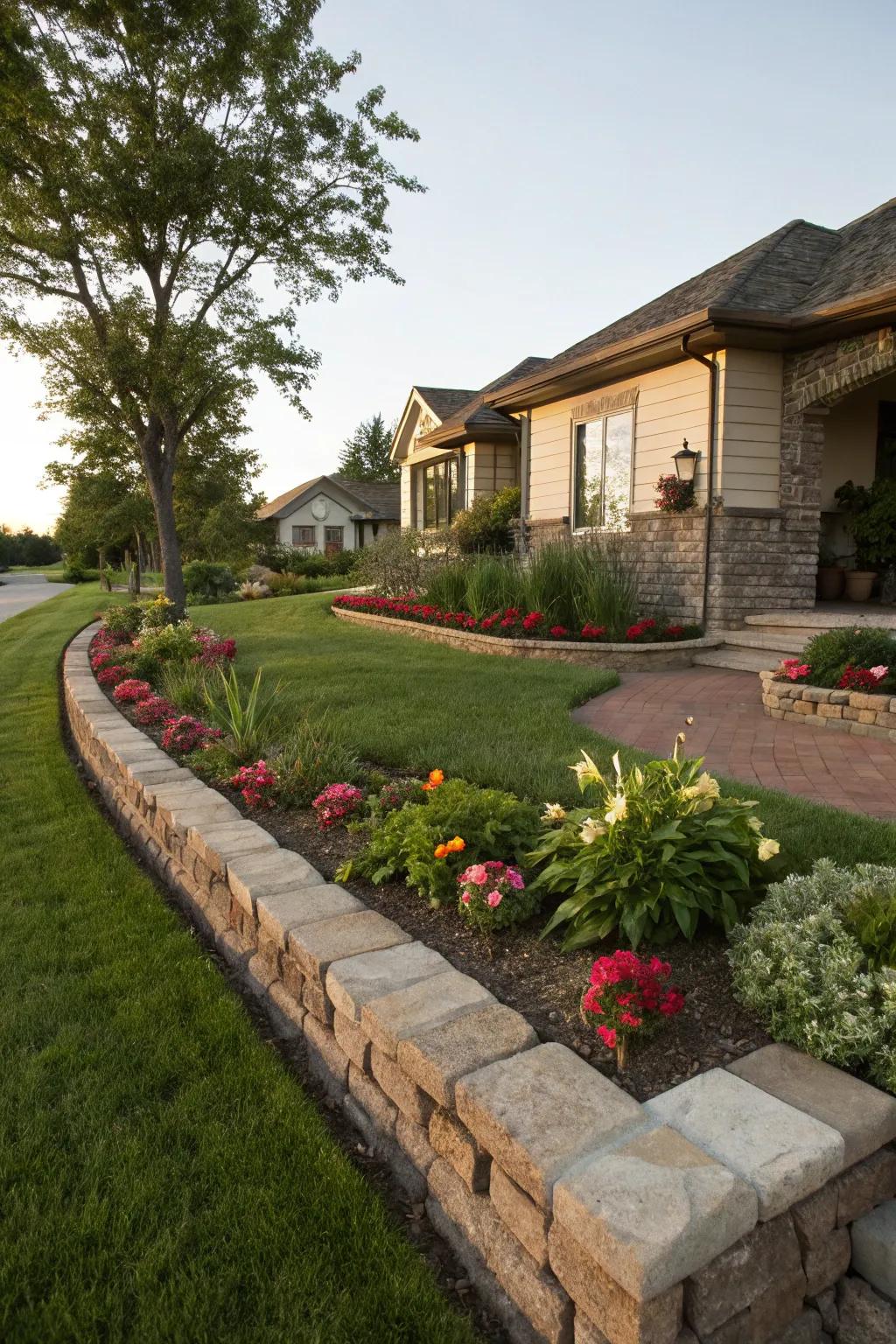 Stone or brick edging offers a pristine and contemporary border for your property.
