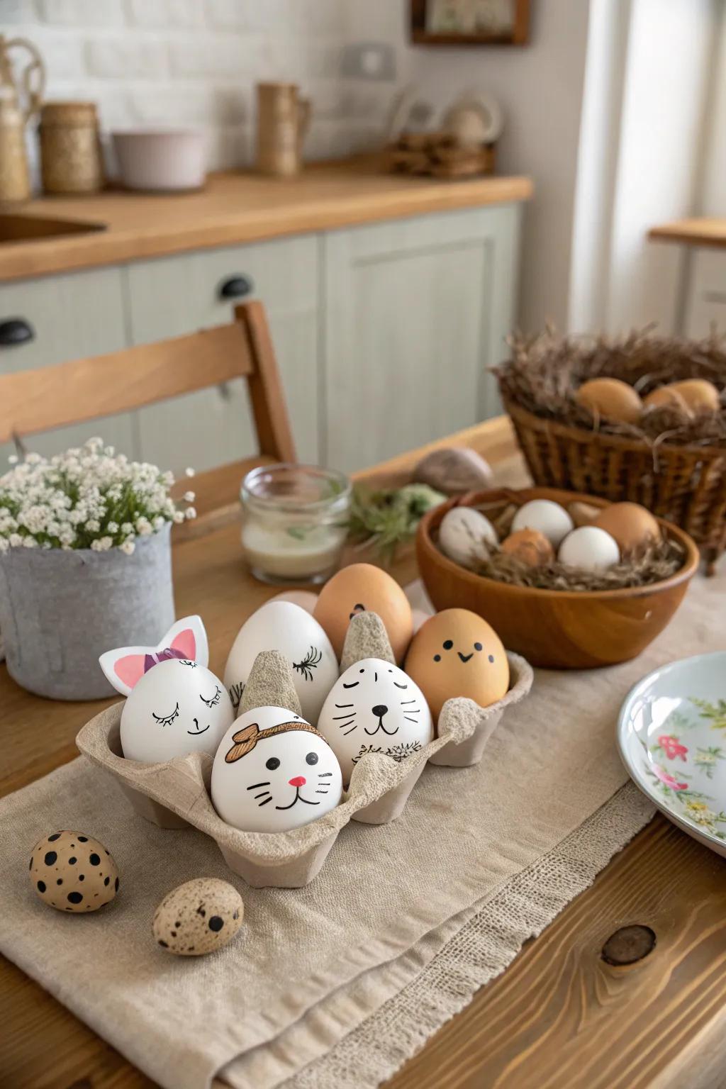 An exquisite assortment of eggs styled with fauna themes.