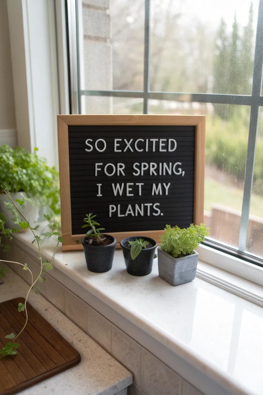 Flaunt your passion for gardening with a clever phrase.