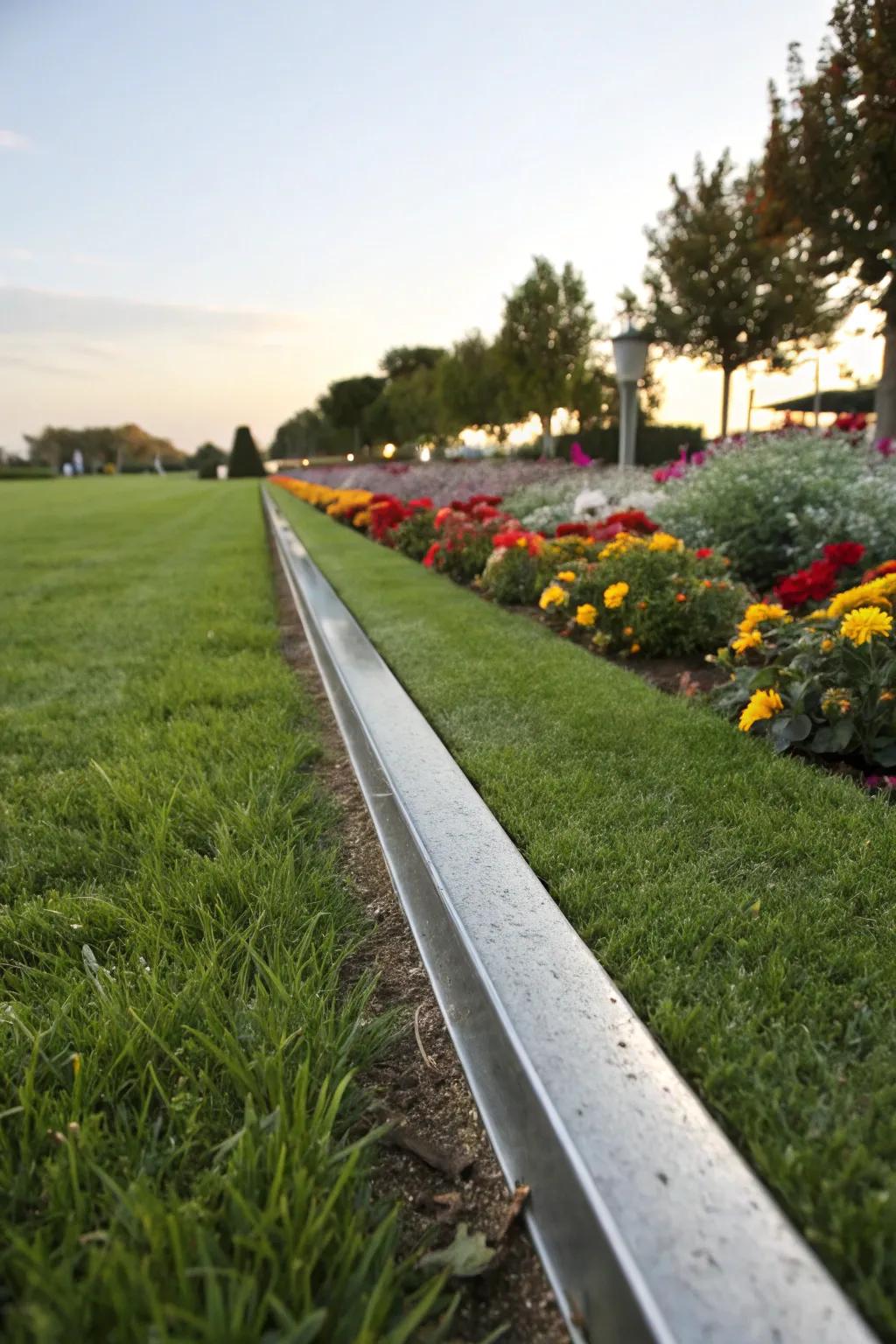 Metal edging for a polished and modern garden style.