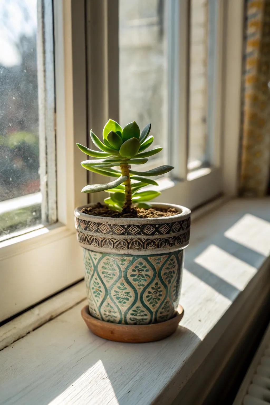 A small green gem enhancing any room with a dash of nature.