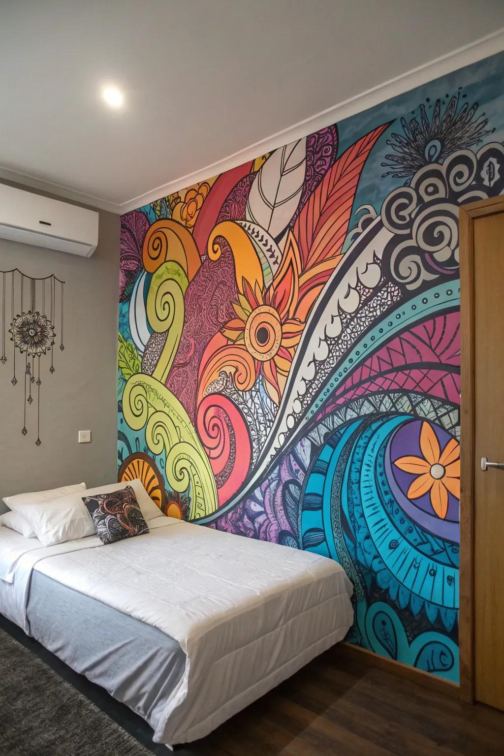 Conceptual urban features introducing richness to a bedroom