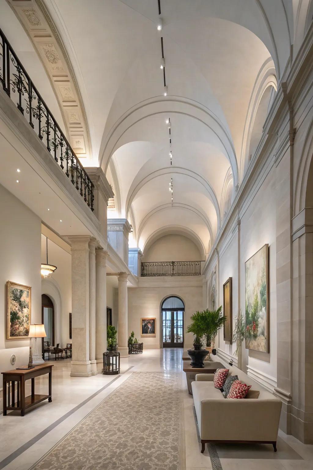An open and airy grand entryway featuring elevated ceilings for a spacious ambiance.