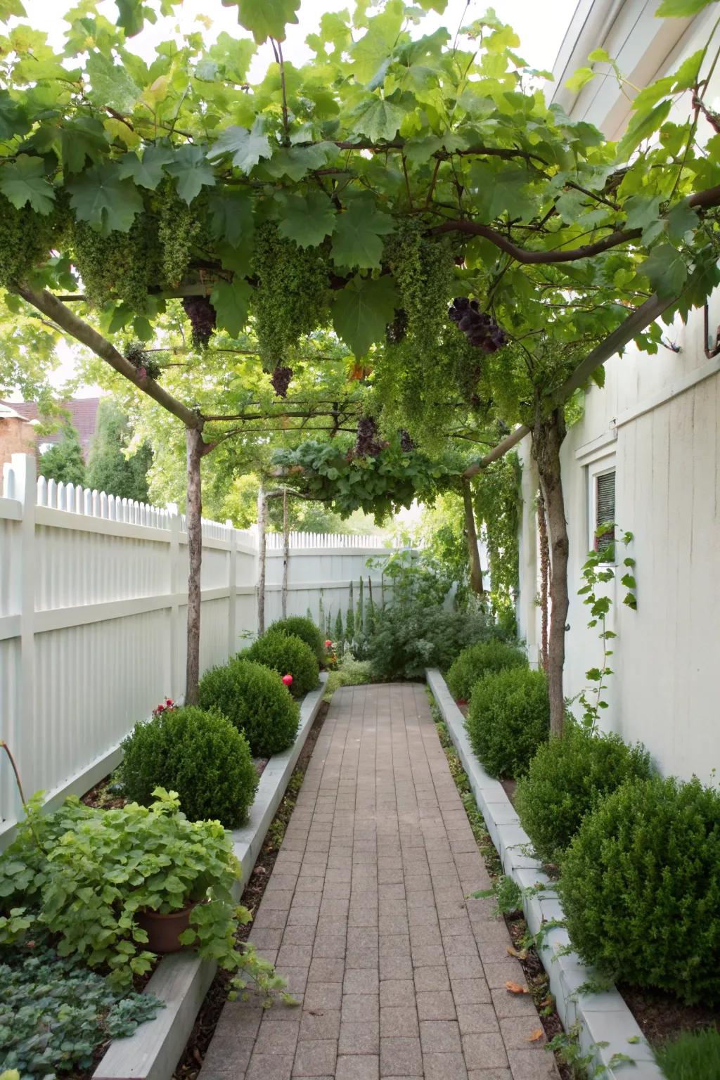 Tall trellises make the most of small gardens by using vertical space.