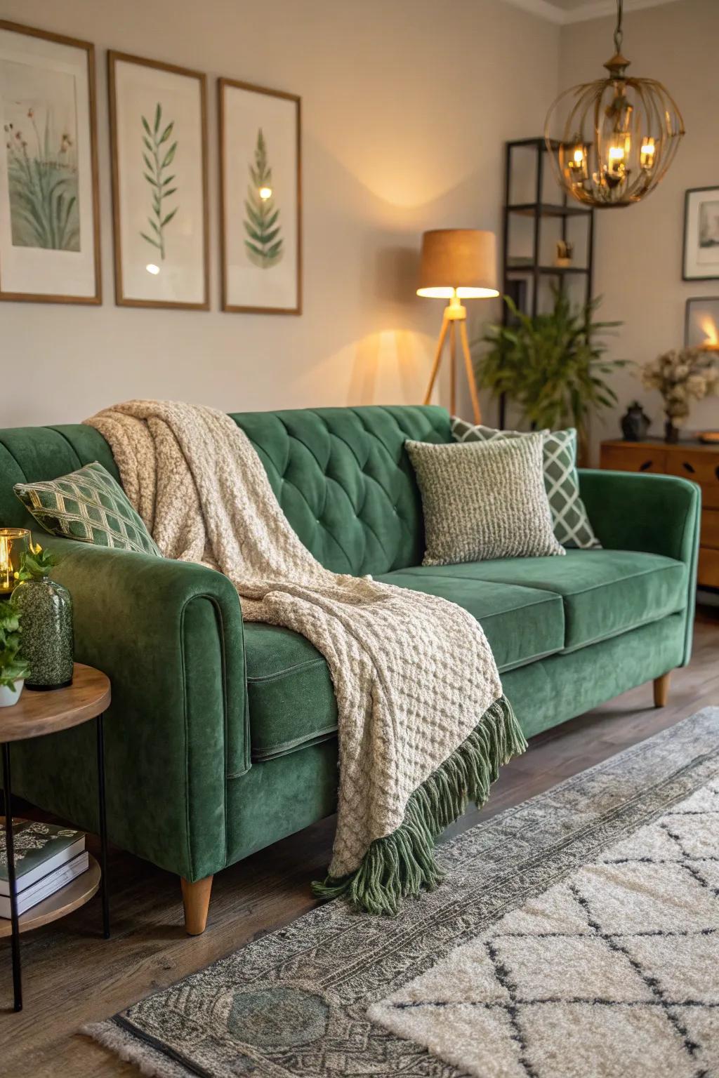 Superimposing fabrics introduces depth and comfort to your family room.