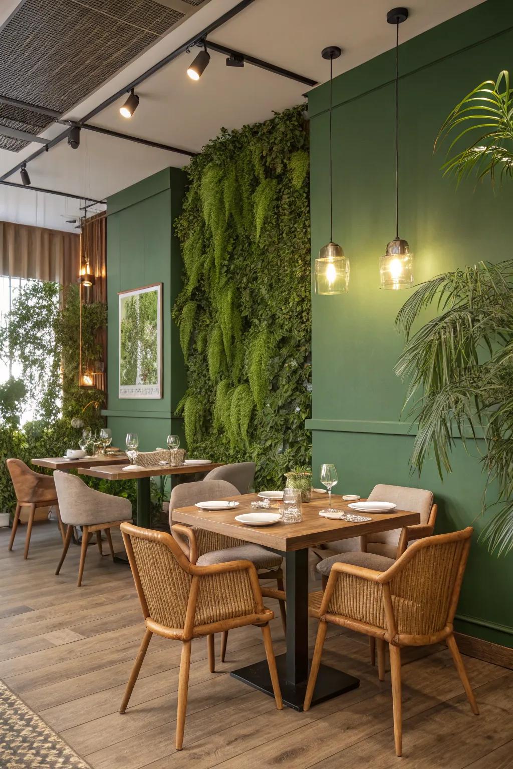 A dining area that celebrates nature through thoughtful biophilic design choices.