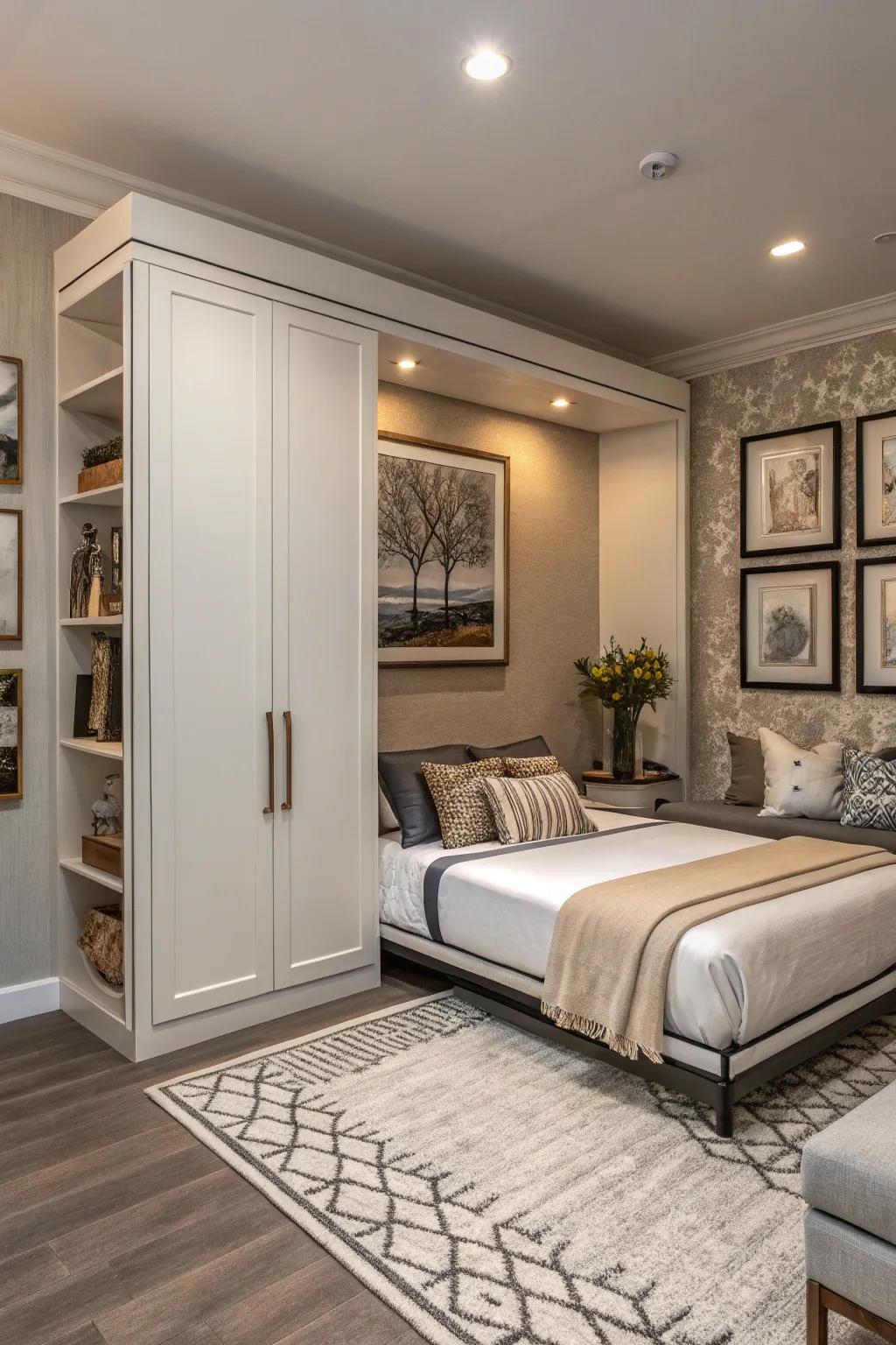 A Murphy bed that combines style and practicality, ideal for homes where space is precious.