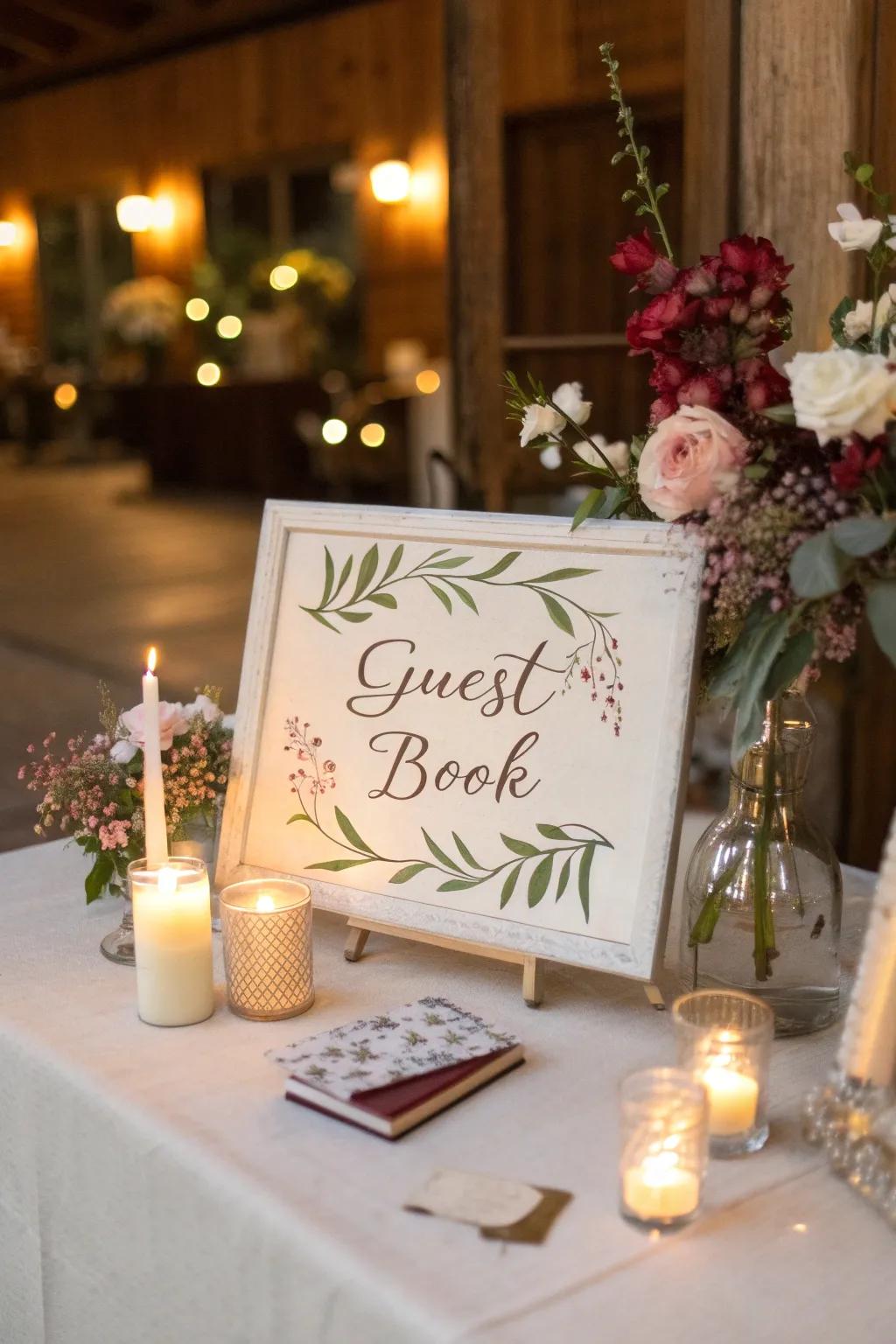 Engaging notices invite guests to leave their messages.