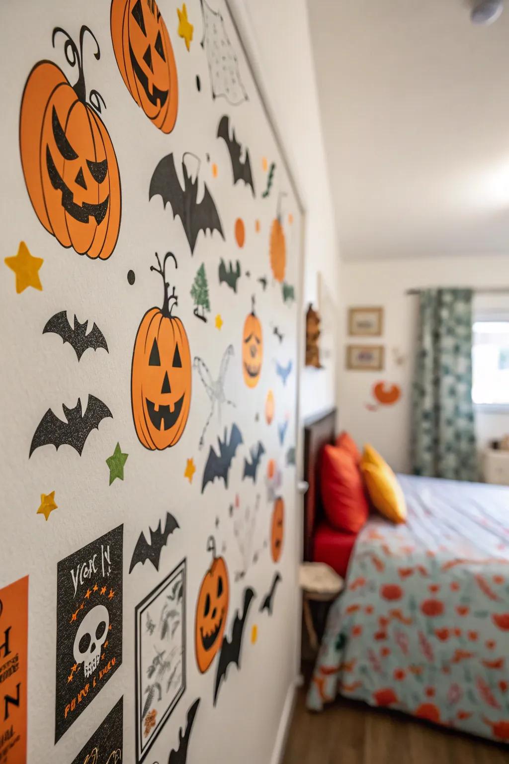 Wall art can easily set the tone for a spooky Halloween theme.
