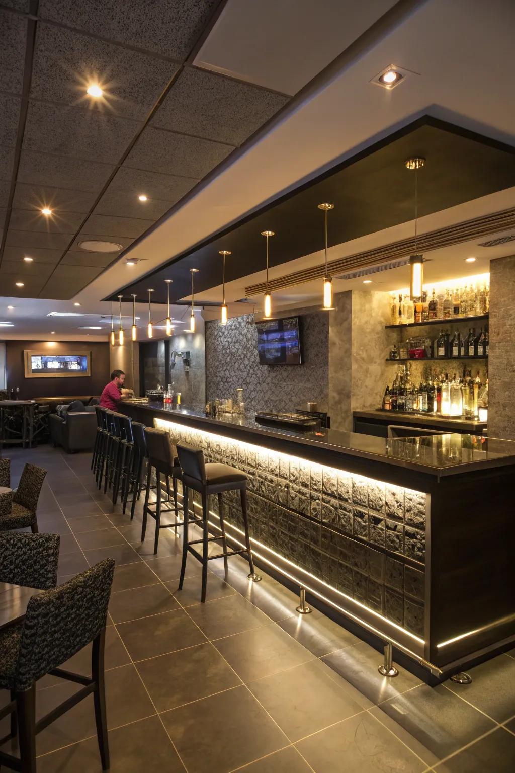 Craft an elegant basement bar to entertain guests in style.