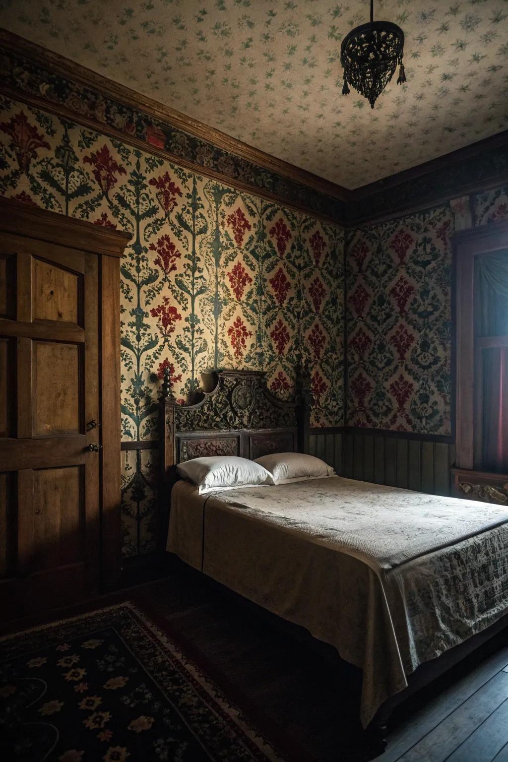 Complex wallpaper patterns bring a hint of classic refinement.