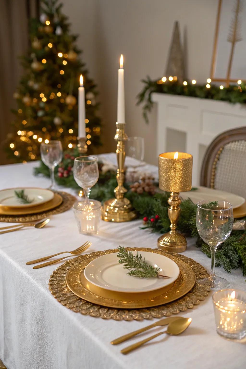 Gleaming embellishments inject a dash of refinement into your holiday table.