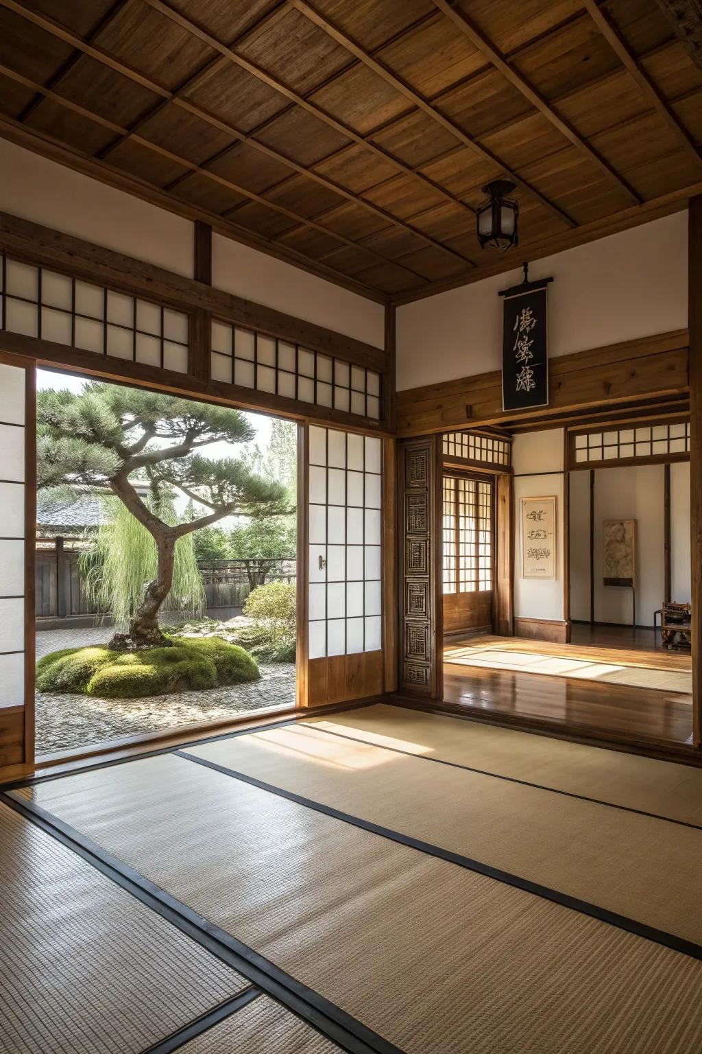 Traditional Japanese elements give your training area a rich cultural feel.