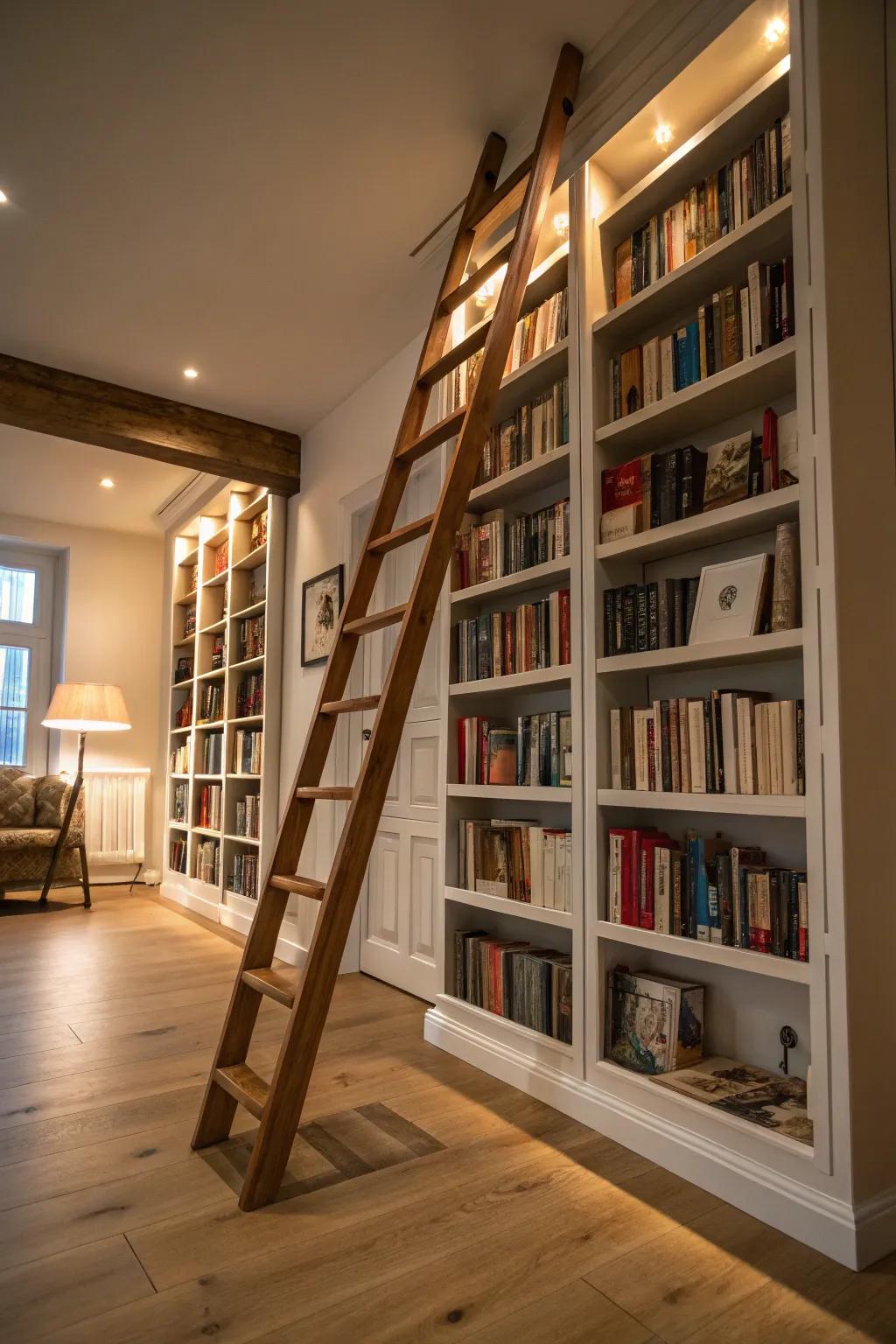 A library ladder combines function and visual appeal.