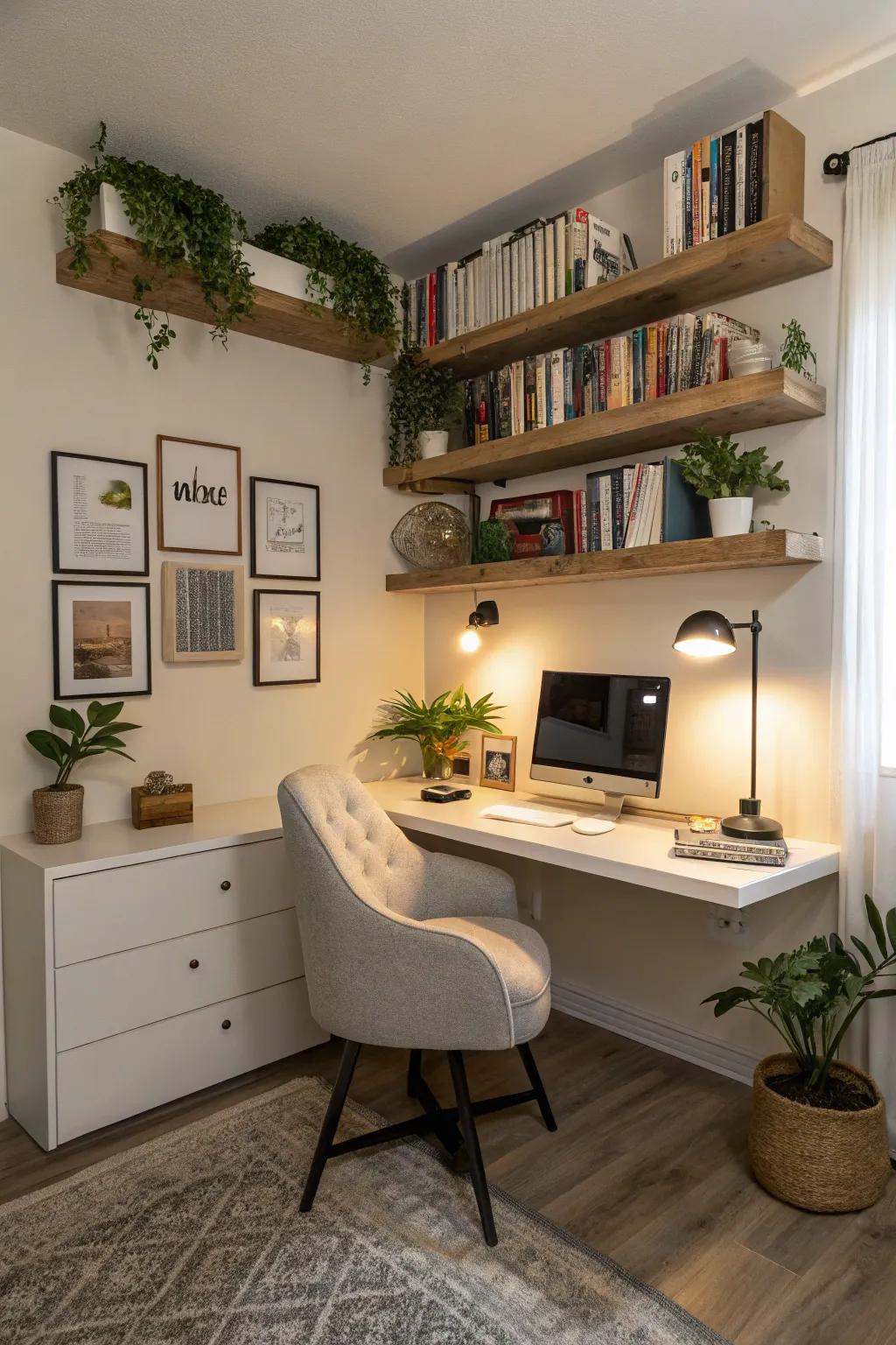 A compact and efficient corner office arrangement.