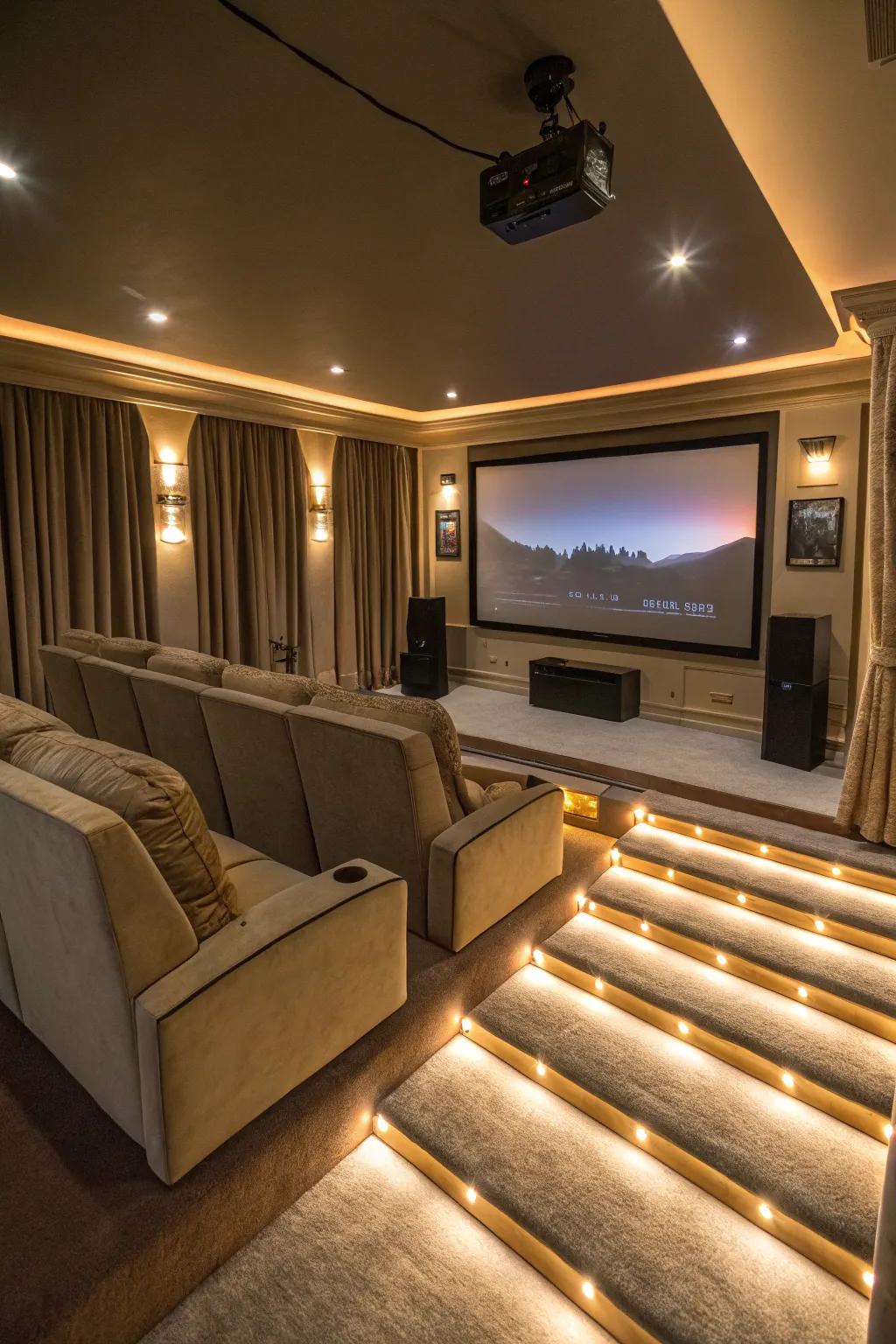 Under-platform LED lighting sets the stage for a perfect movie night.
