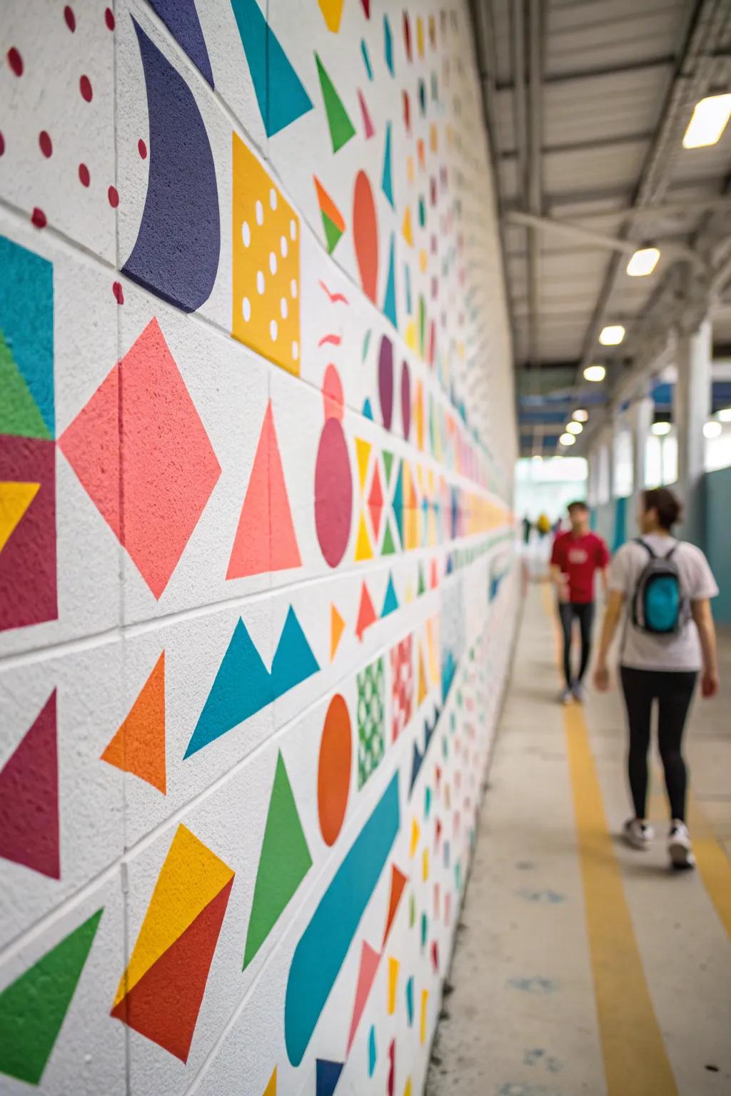 Geometric figures infuse any wall with a daring 90s appearance.