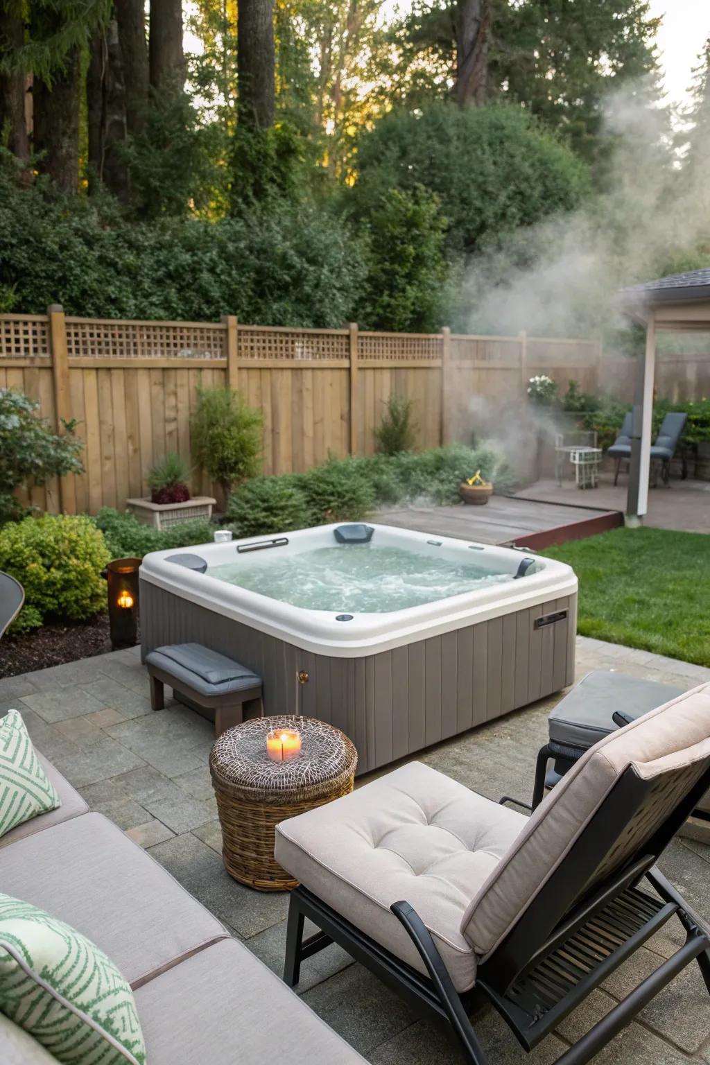 Inviting seating creates a relaxing hot tub environment.