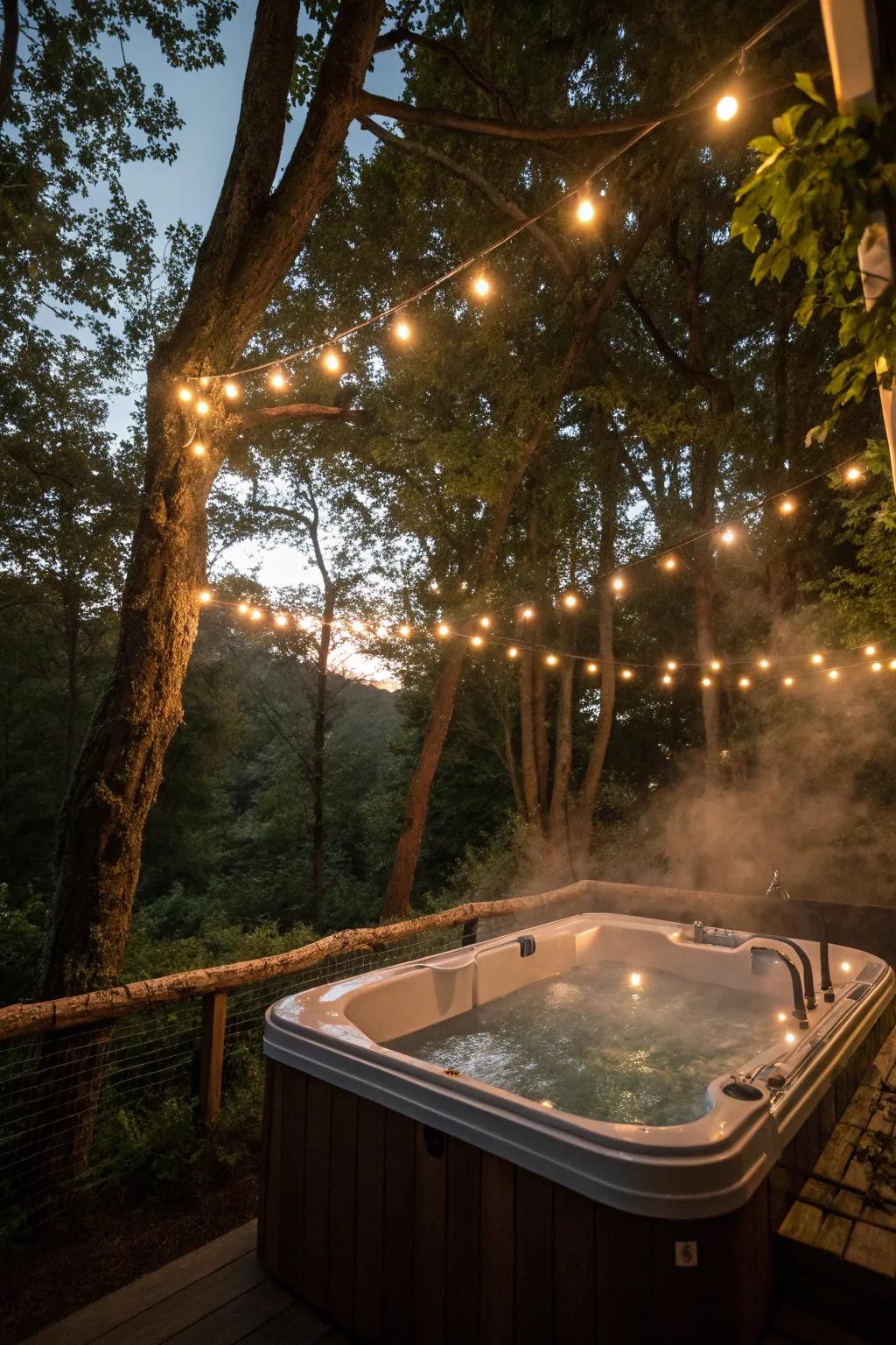 Subtle lights craft a captivating atmosphere, ideal for nighttime leisure.
