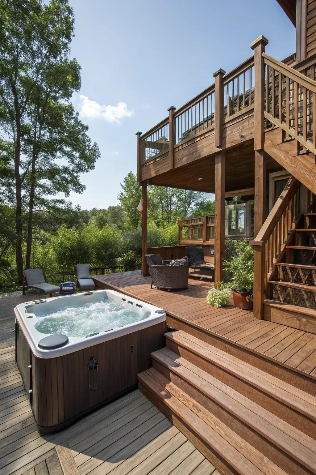 Include a dimension to your outdoor space using a split-level deck design.